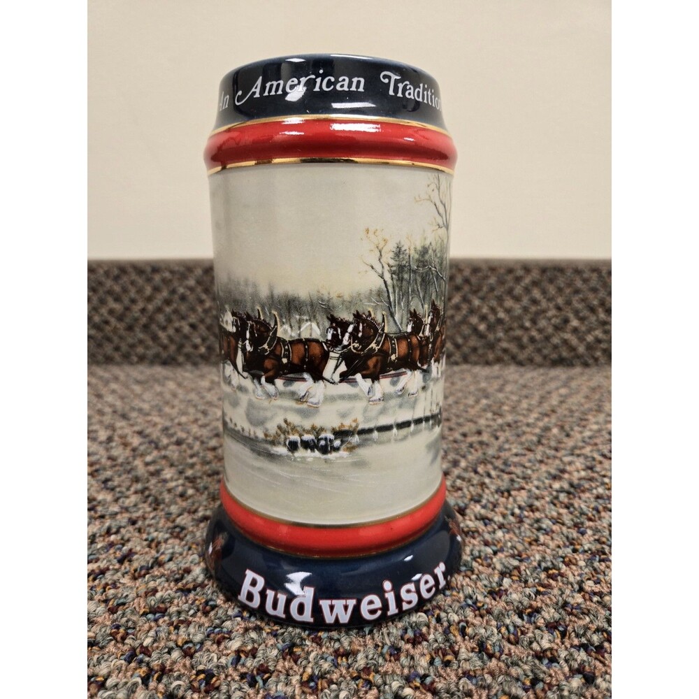 Budweiser Ceramic Mug – 1990 Clydesdale “American Tradition” – Vintage